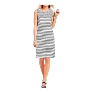 Talbots Striped Knit Dress Fringed Neckline Sleeveless Casual Women‎ Size 10